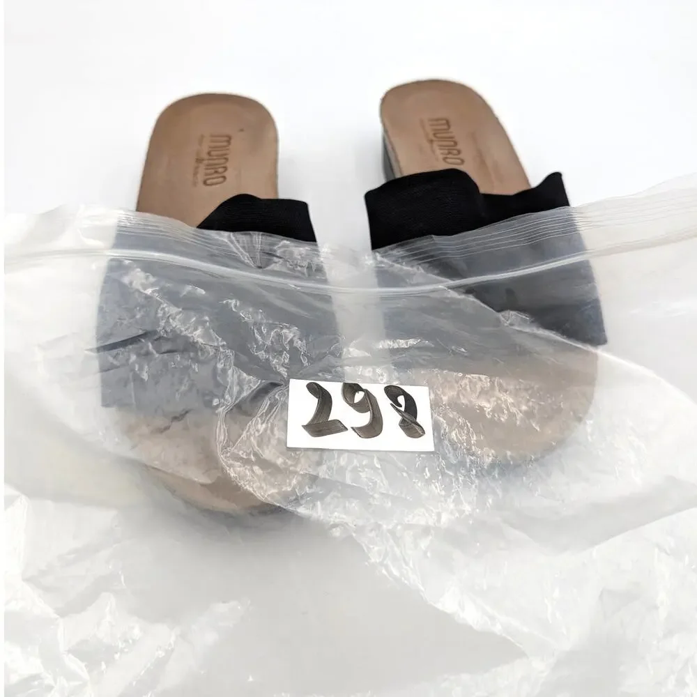 Munro Casita Slide Sandal Open Toe Women's Black/Beige Size US7M EU37.5